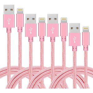 3PACK 6FT Nylon Braided USB Charging Cable High Speed Lightning Cable